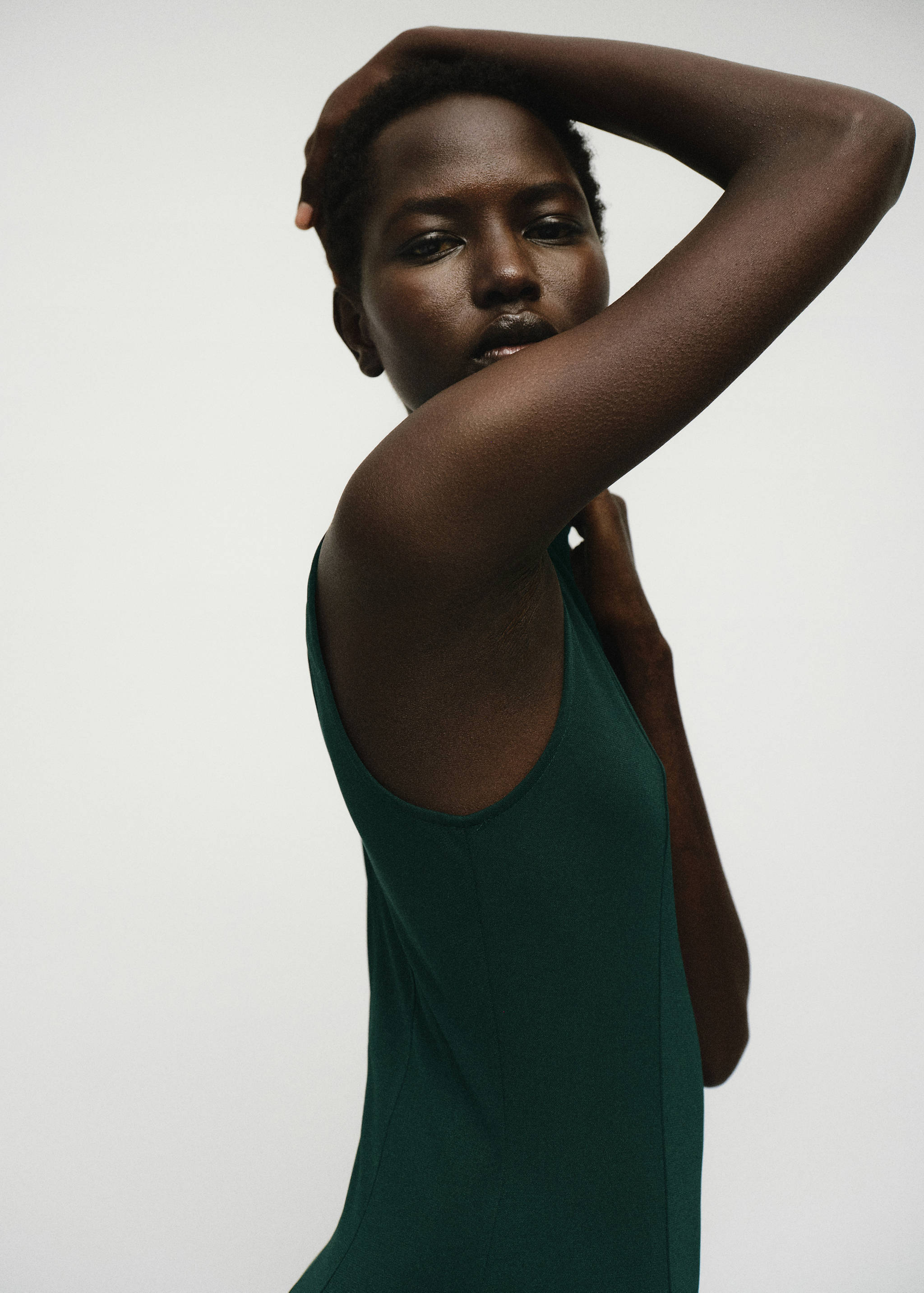 Godet dress with a perkins collar - Medium plane