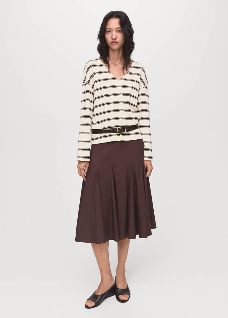 Striped cotton-blend sweatshirt — Ecru