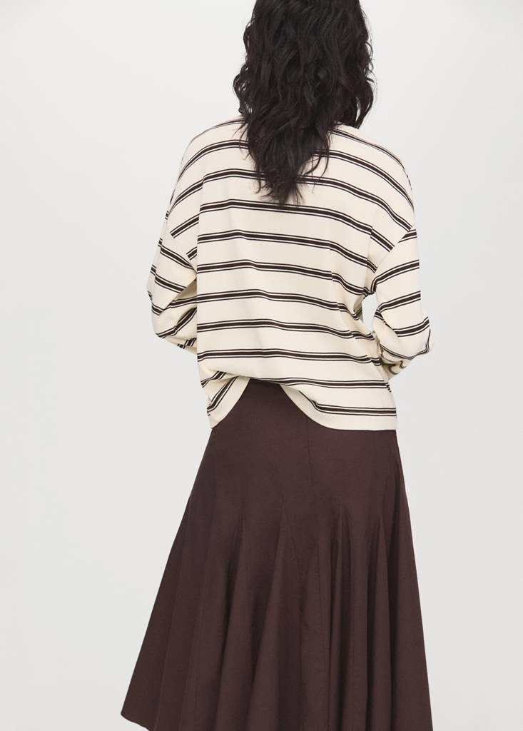 Striped cotton-blend sweatshirt — Ecru