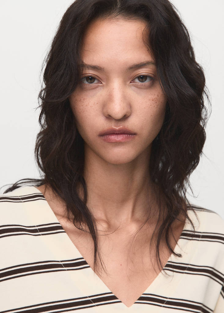 Striped cotton-blend sweatshirt — Ecru