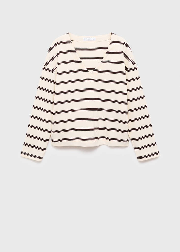 Striped cotton-blend sweatshirt — Ecru