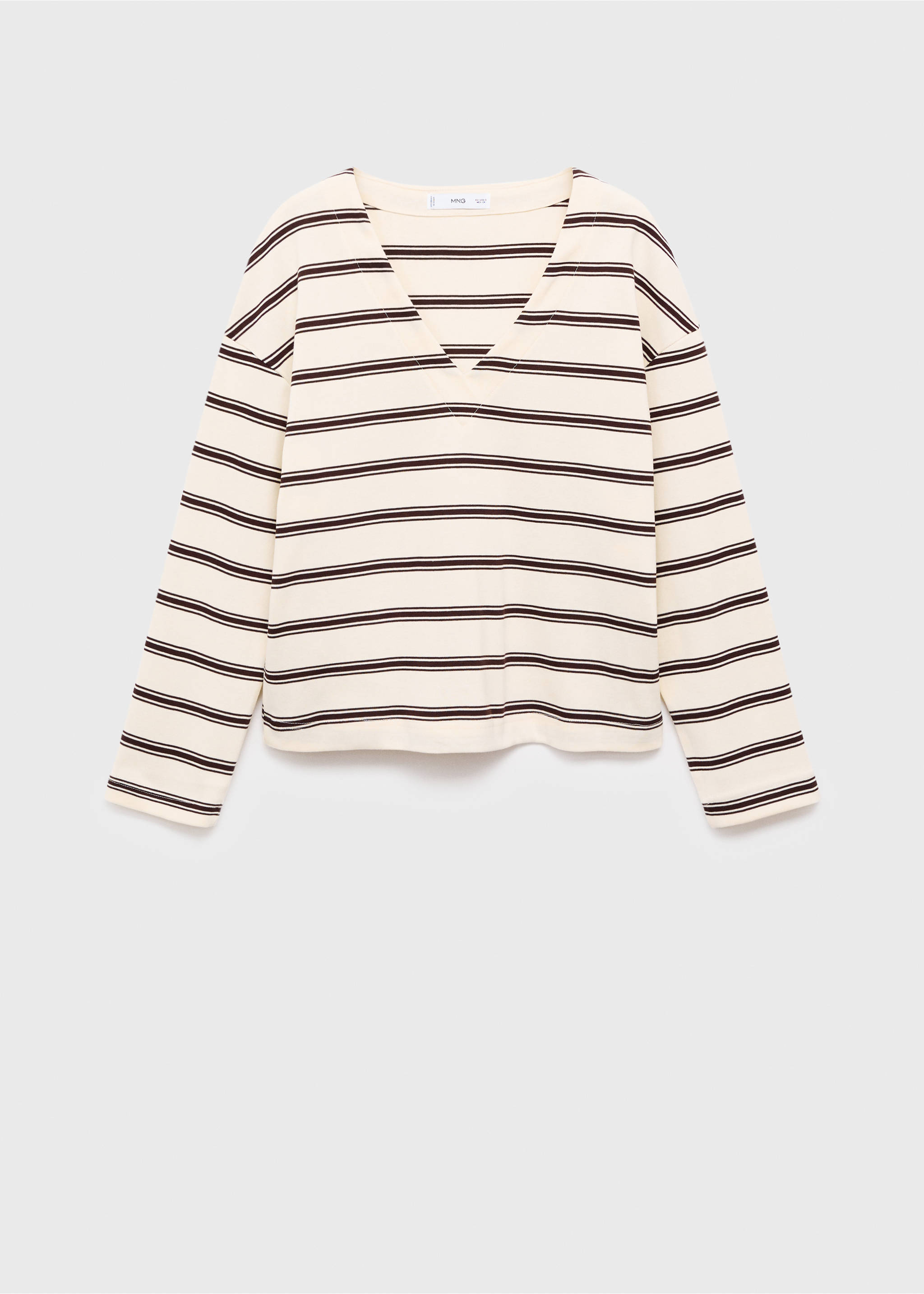 Sweat-shirt coton rayures - Article sans modèle, Écru. Ref: 17084145-00.