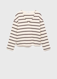 Striped cotton-blend sweatshirt — Ecru 5