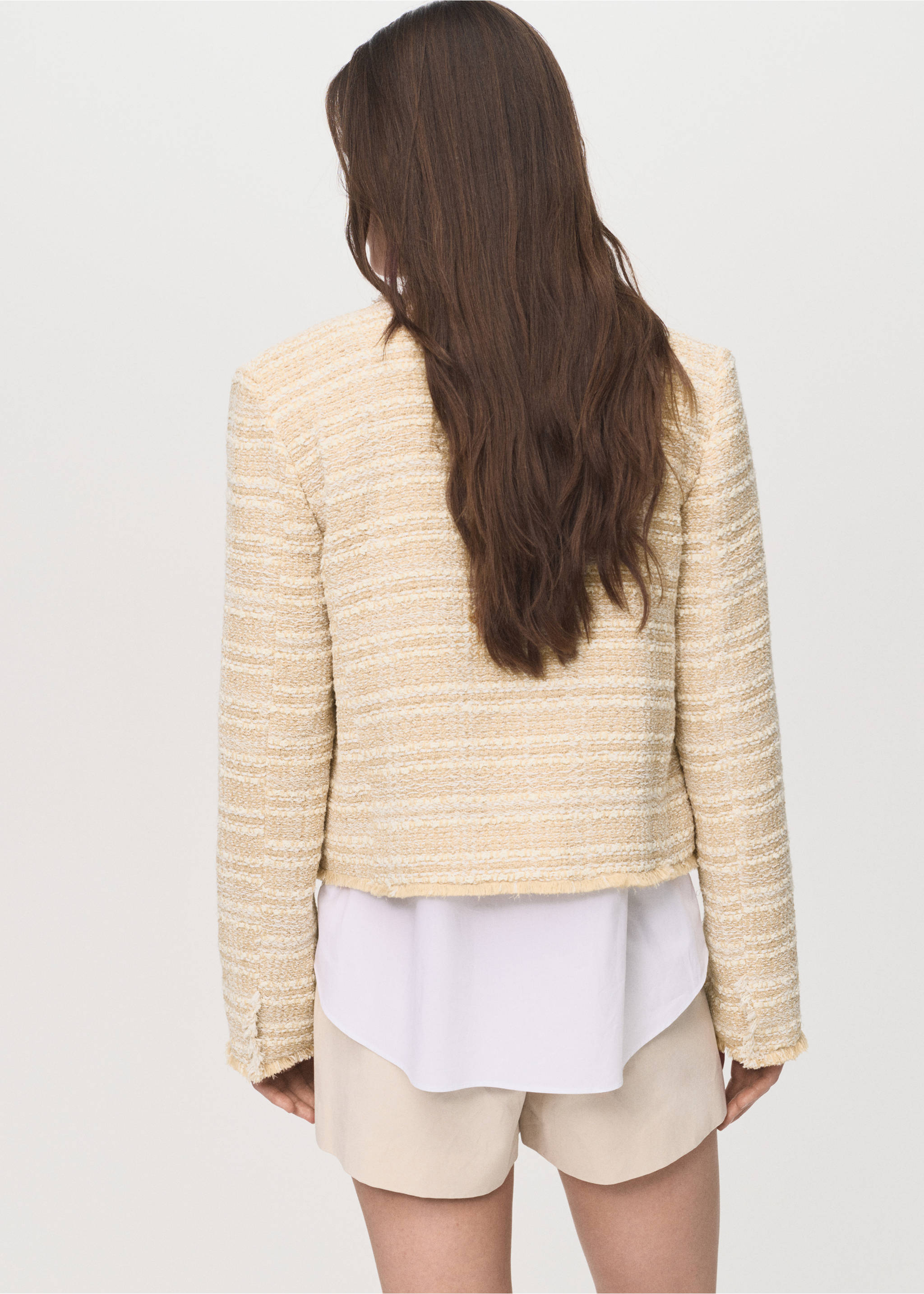 Veste tweed boutons bijoux - Verso de l’article, Beige. Ref: 17084146-00.