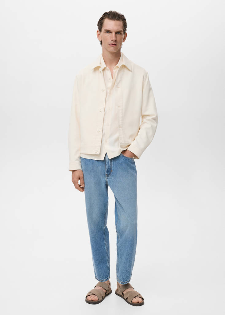 MANGO MAN - Veste droite en coton à boutons écru - XXL