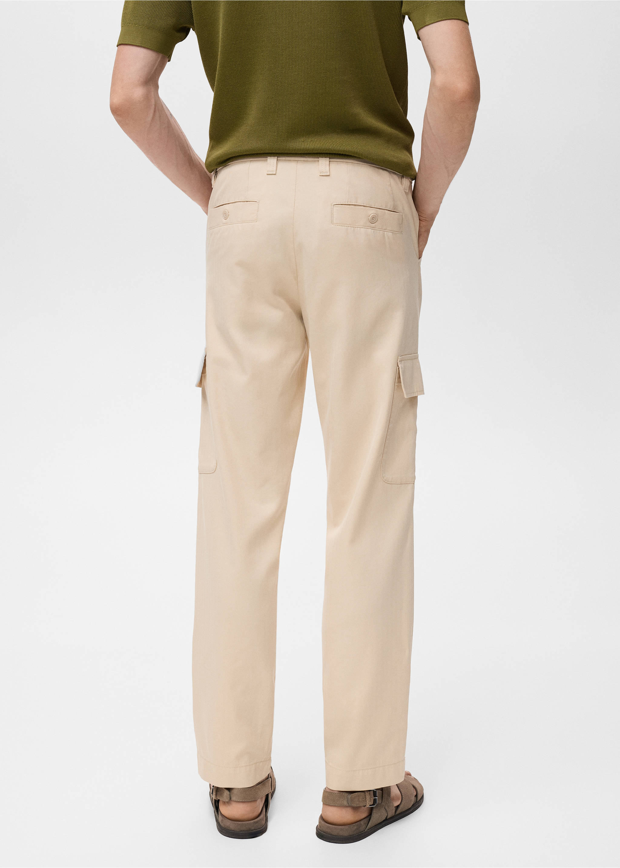 Pantalon cargo coton et lyocell - Verso de l’article, Beige. Ref: 17084404-00.