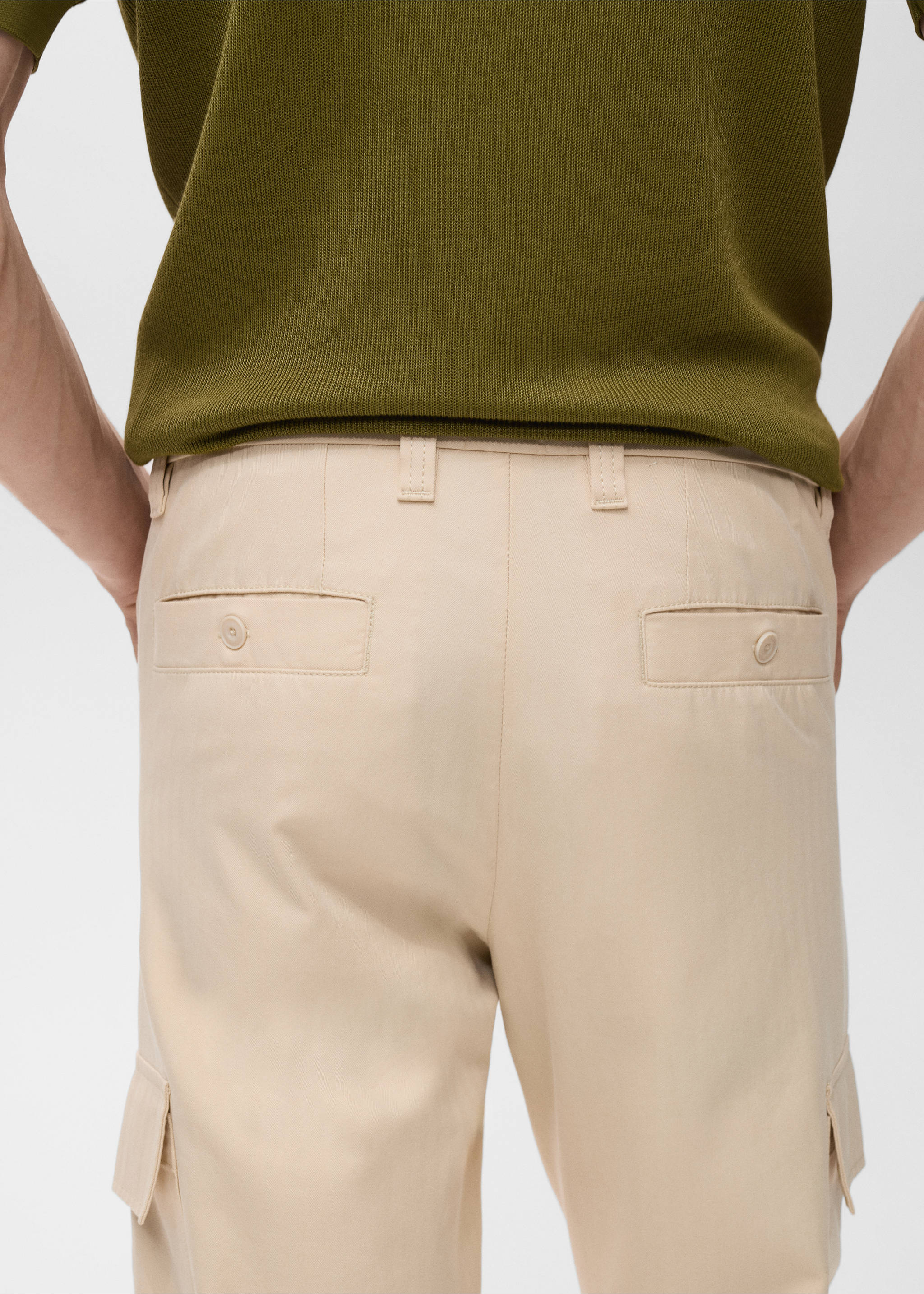 Pantalon cargo coton et lyocell - Détail de l'article 3, Beige. Ref: 17084404-00.