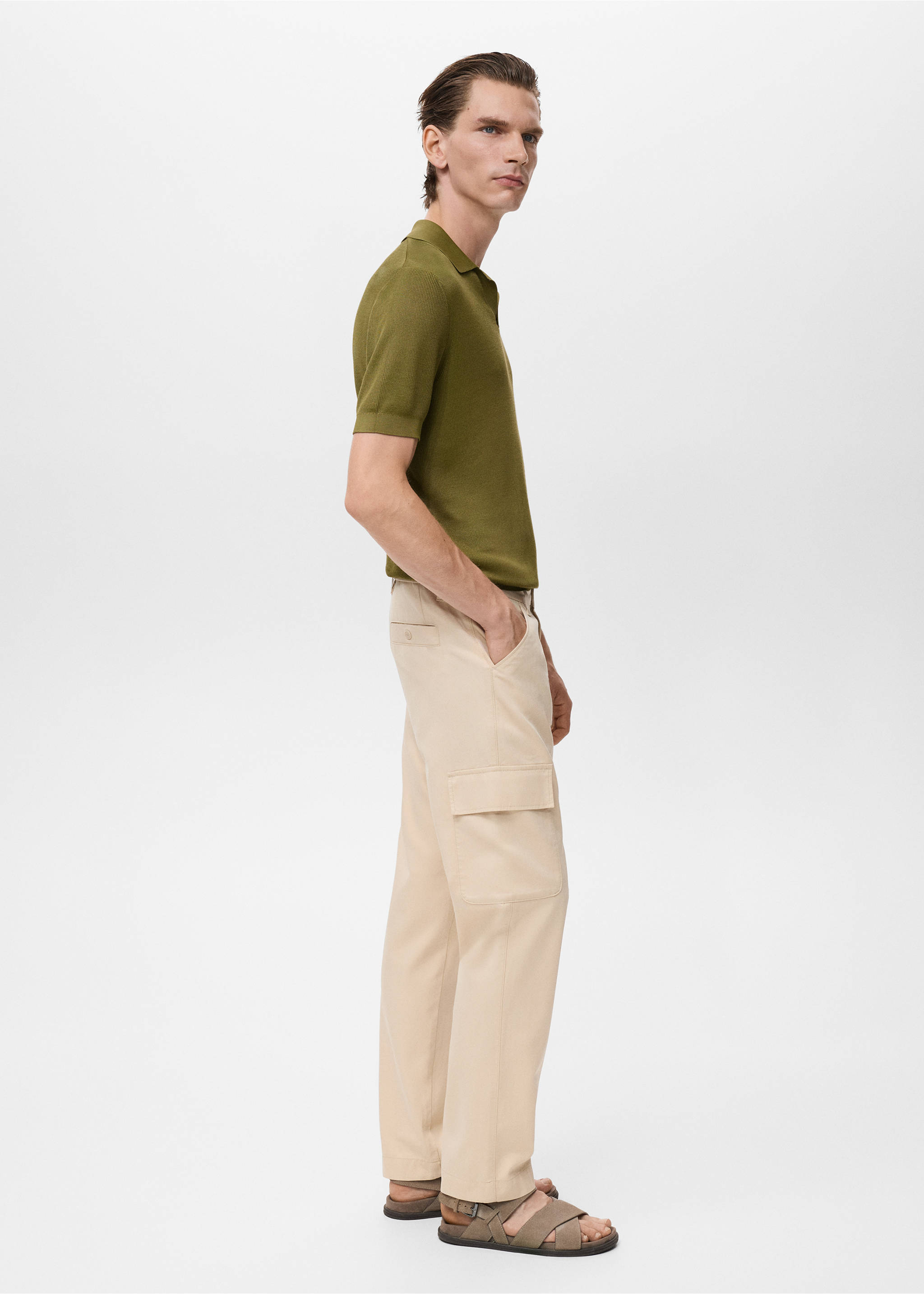 Pantalon cargo coton et lyocell - Détail de l'article 2, Beige. Ref: 17084404-00.