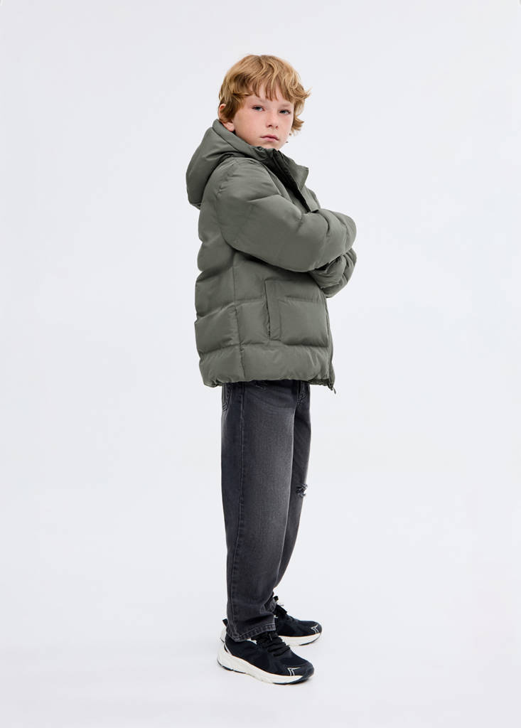 Hood puffer coat — Pastel Green
