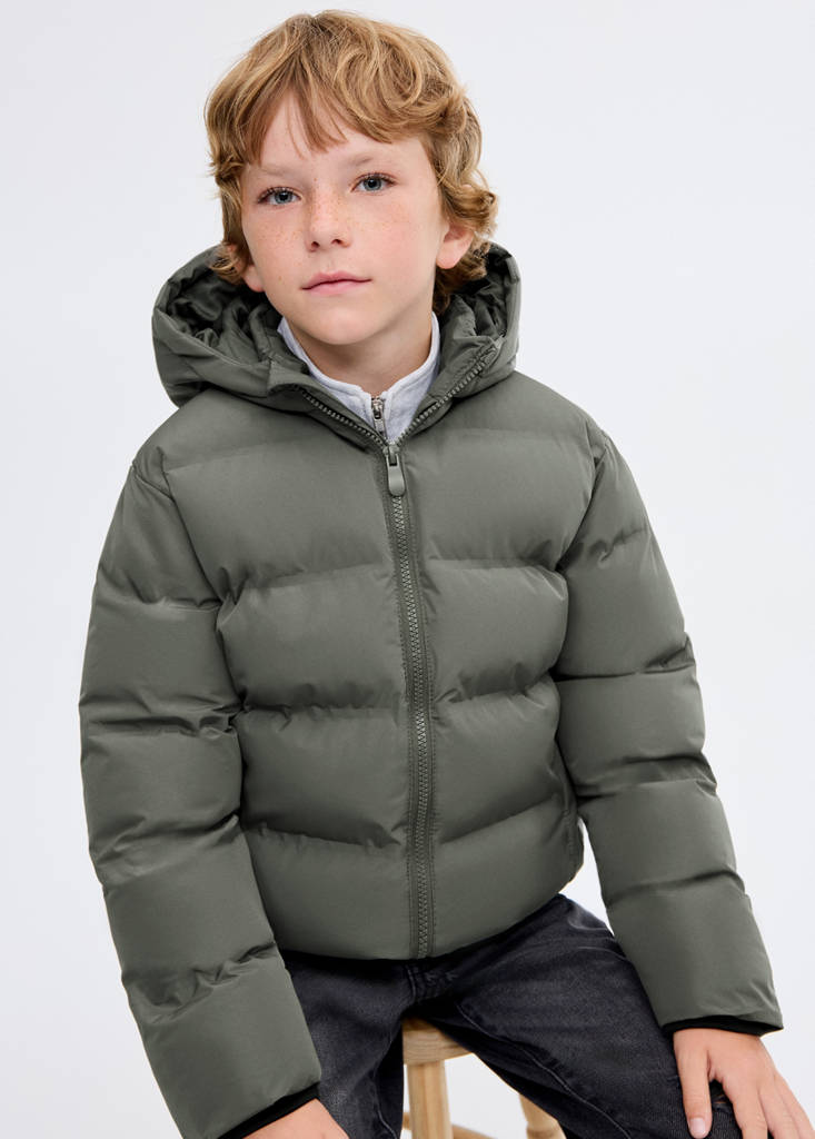 Hood puffer coat — Pastel Green