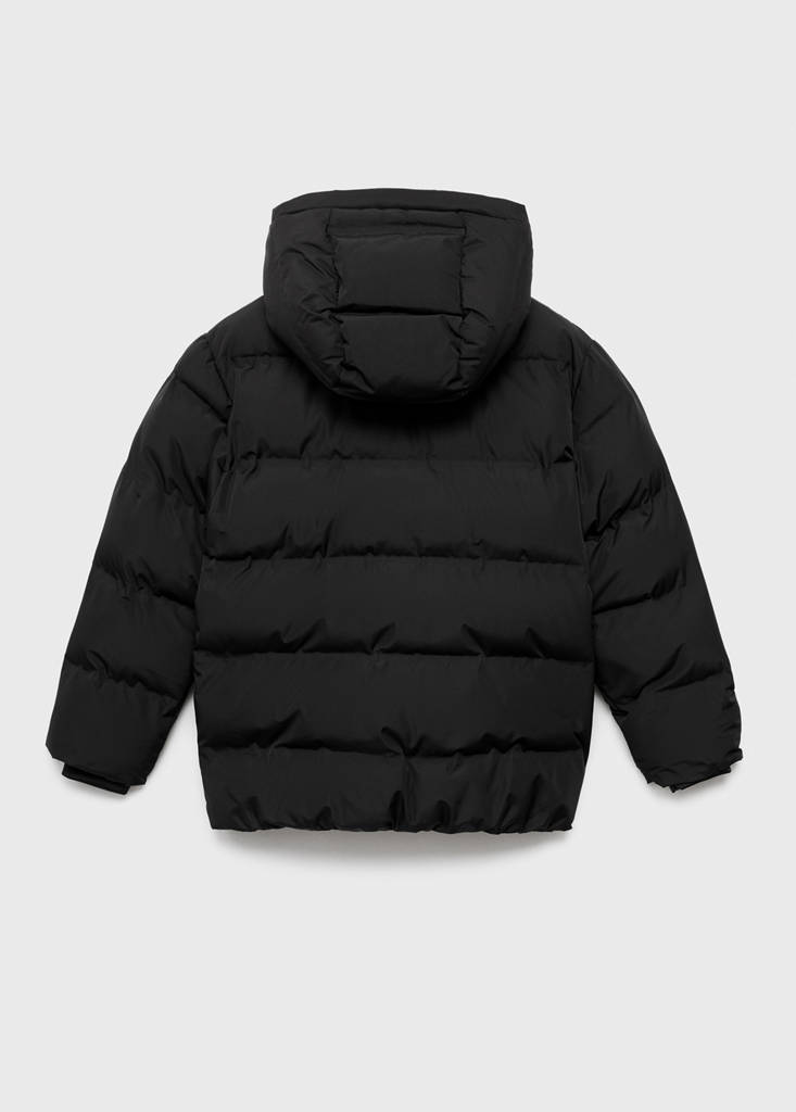 Hood puffer coat — Black