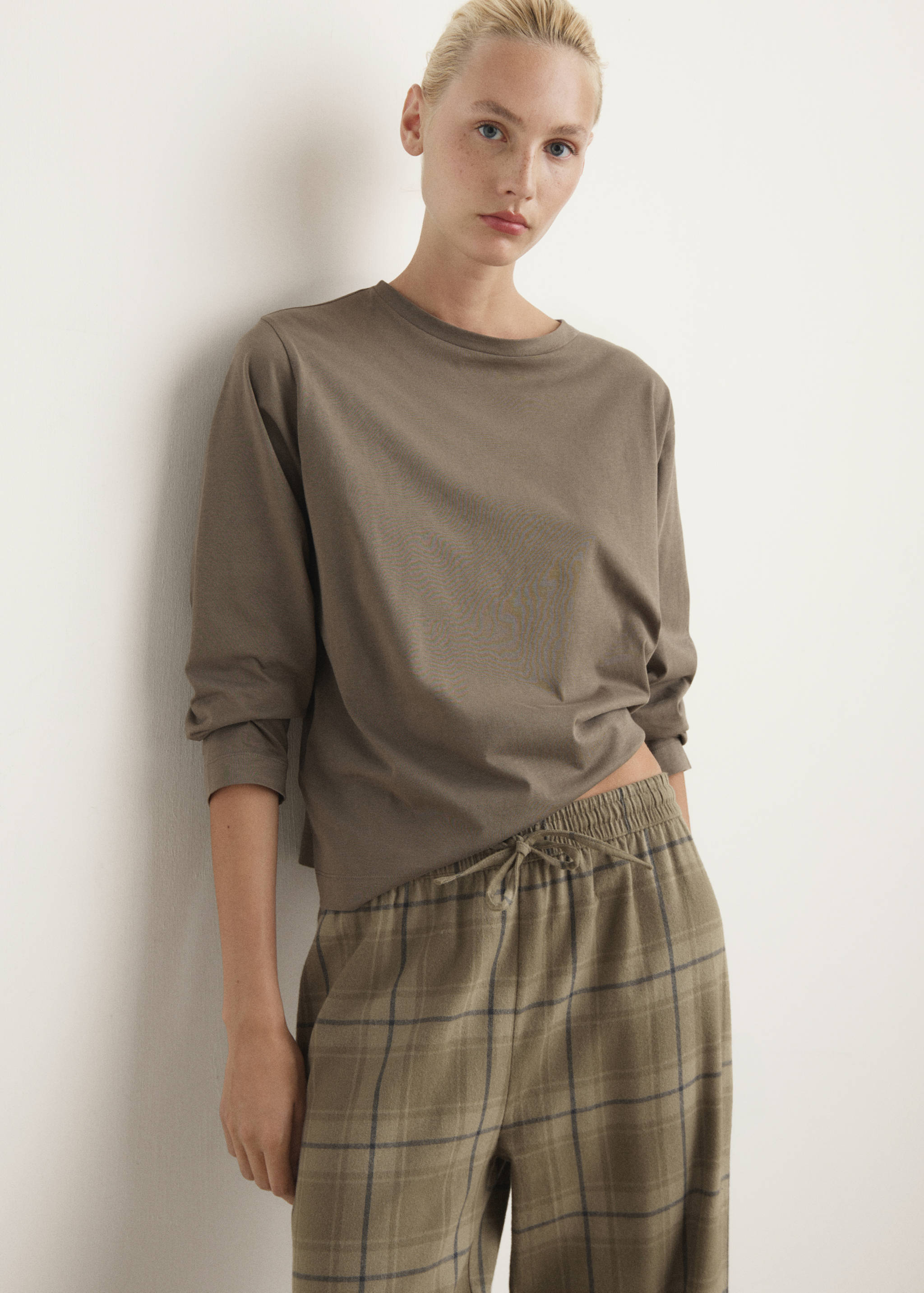 Two-piece flannel check pajamas - Medium plane