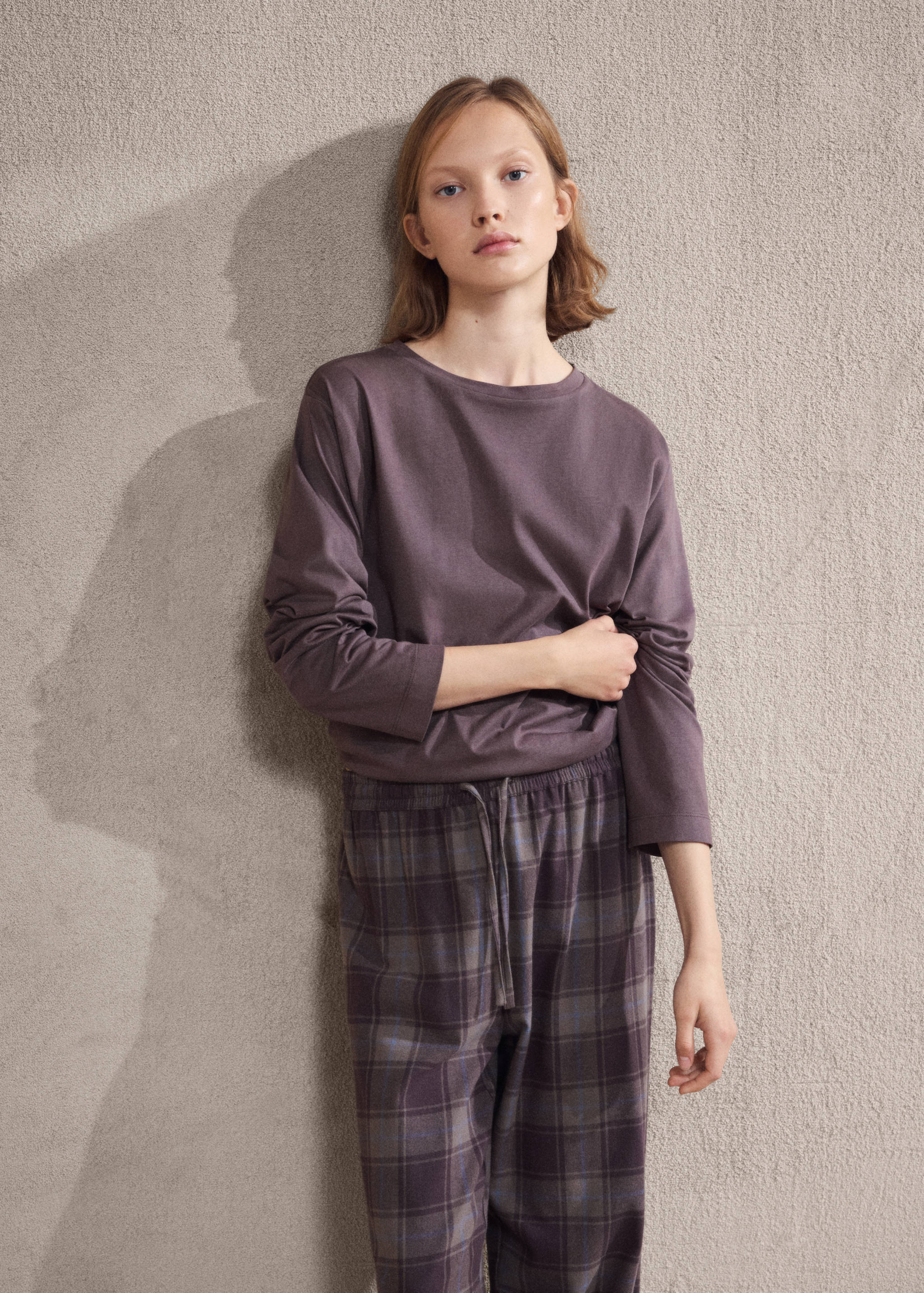 Two-piece flannel check pajamas - Medium plane