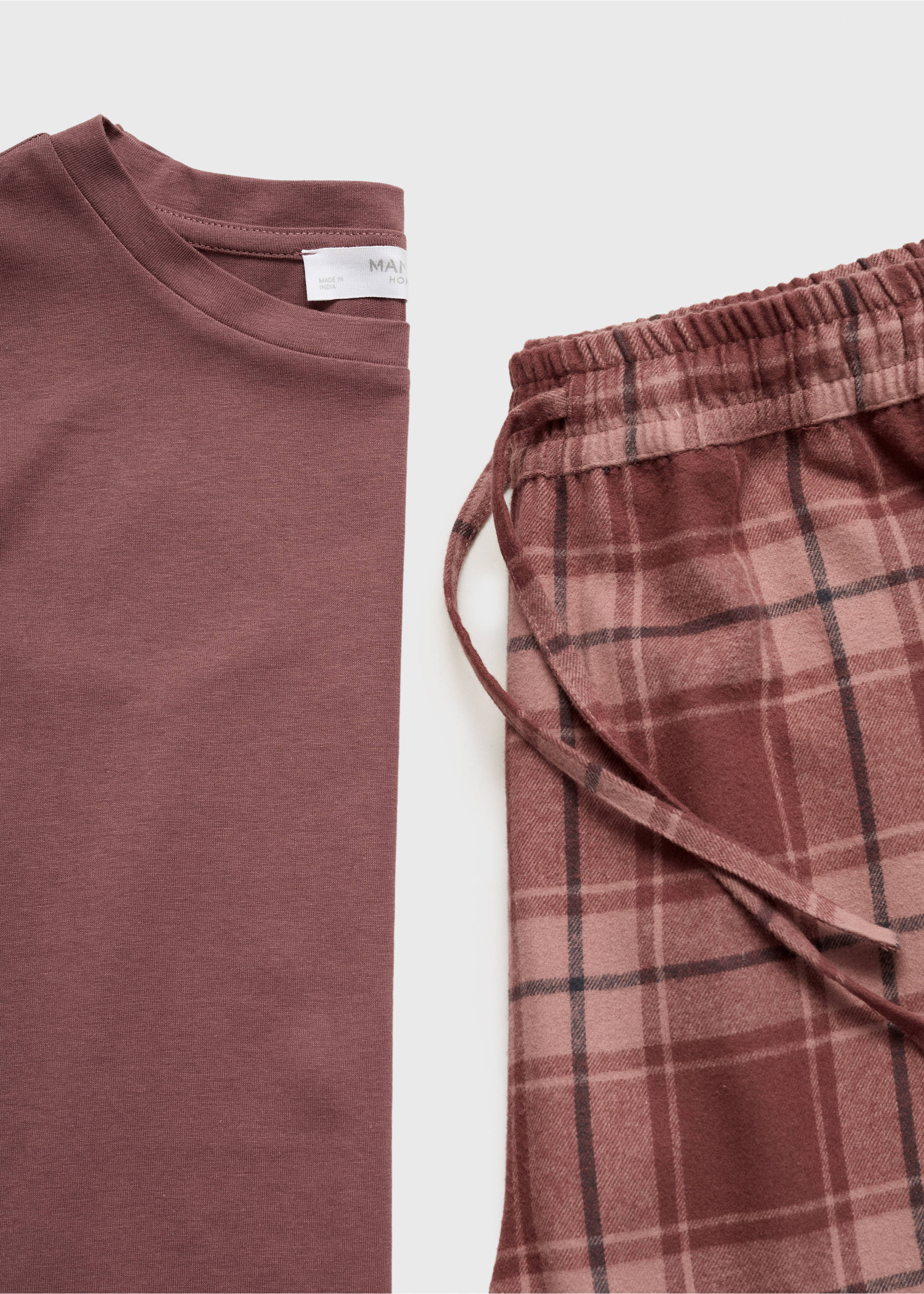 Two-piece flannel check pyjamas - Details of the article 0, Russet. Ref: 17084406-00.