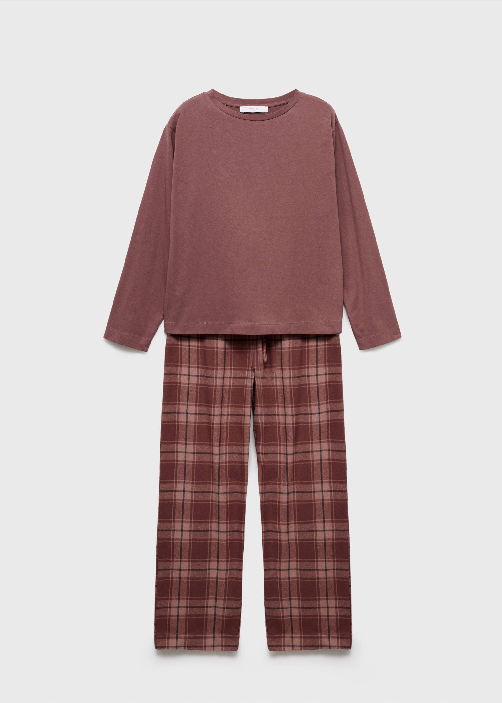 Two-piece flannel check pyjamas - Article without model, Russet. Ref: 17084406-00.
