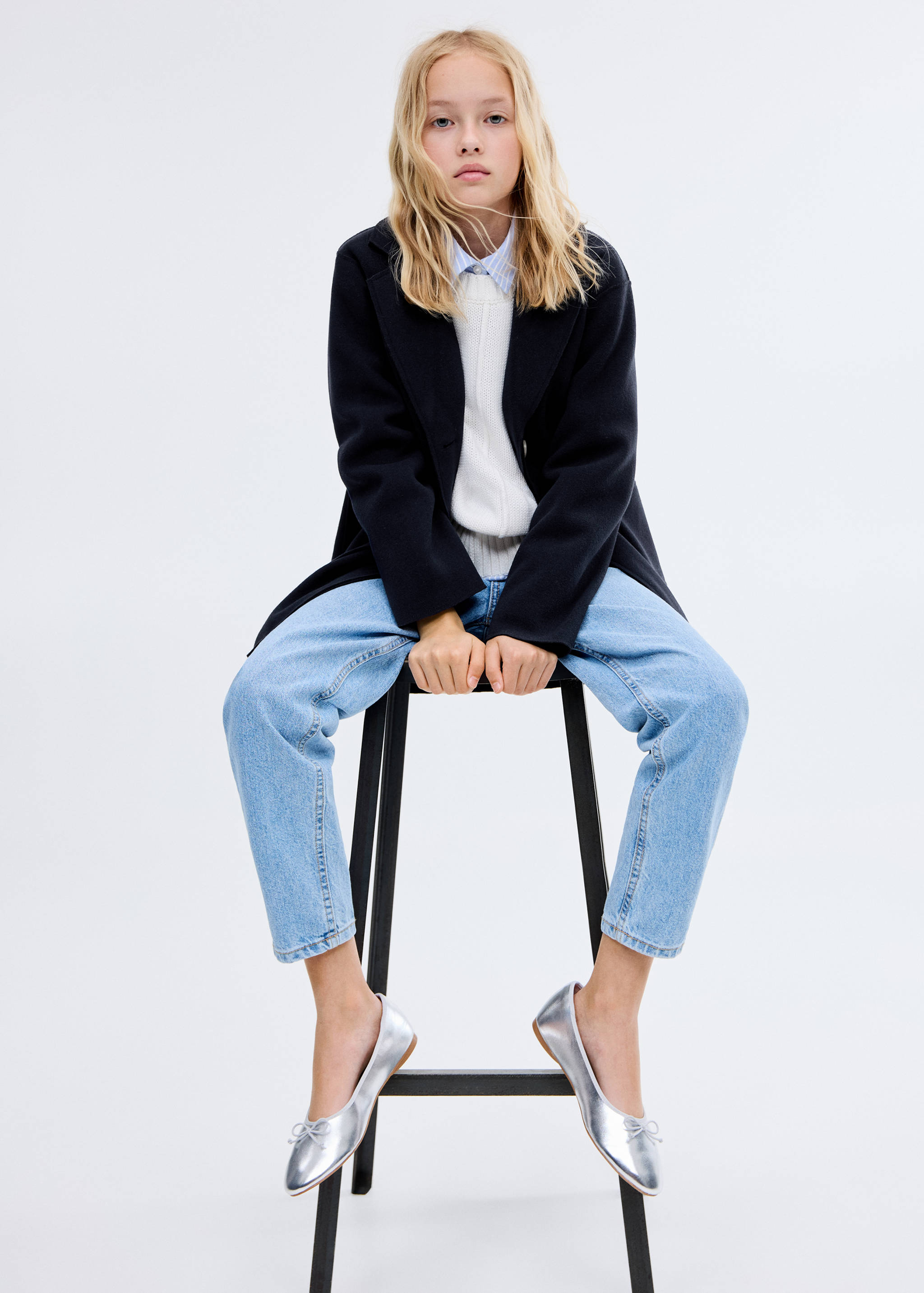 Flaušový kabát midi - Náhled ve středové rovině