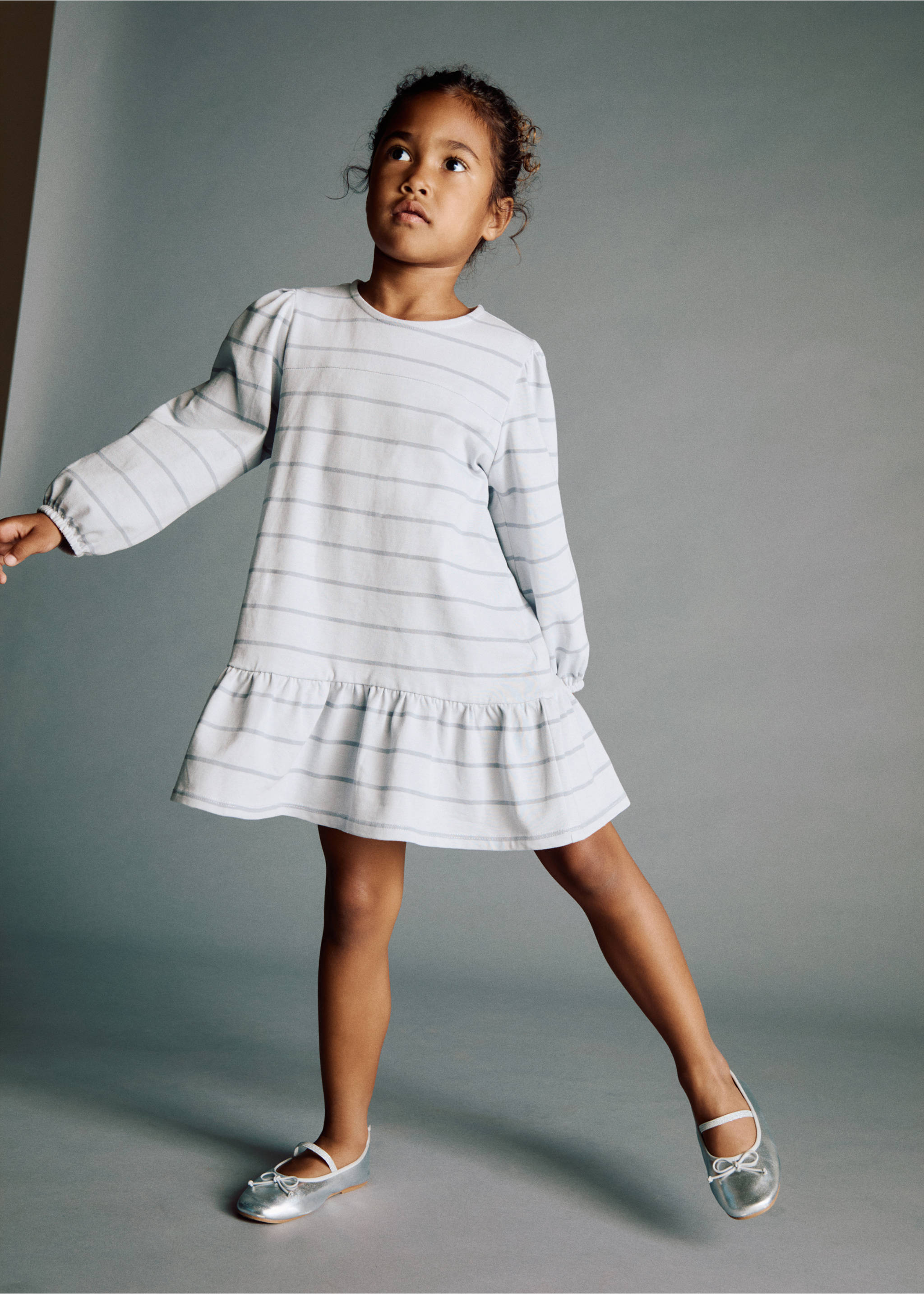 Vestido rayas algodón - Plano medio, Azul. Ref: 17084420-00.