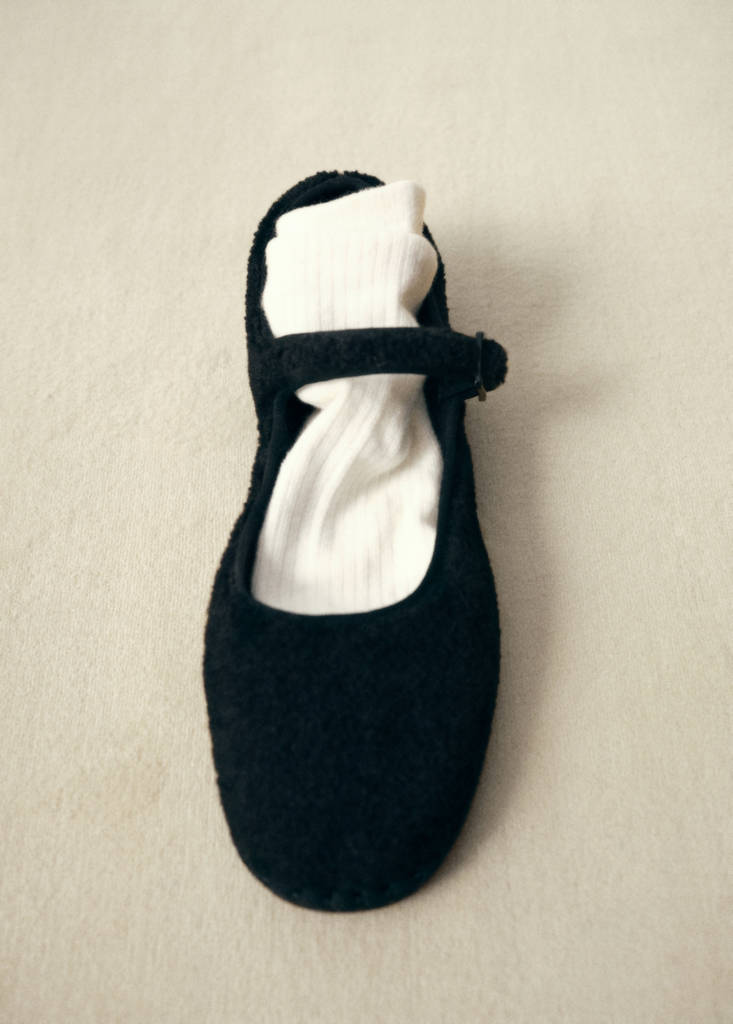 Sheepskin ballet flats — Black