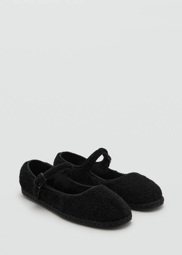 Sheepskin ballet flats — Black