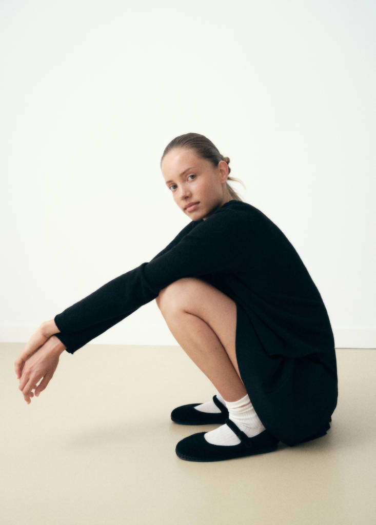 Sheepskin ballet flats — Black