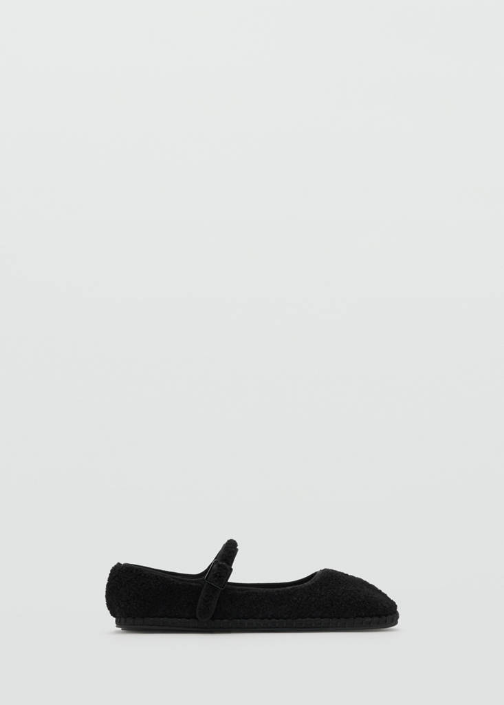 Sheepskin ballet flats — Black