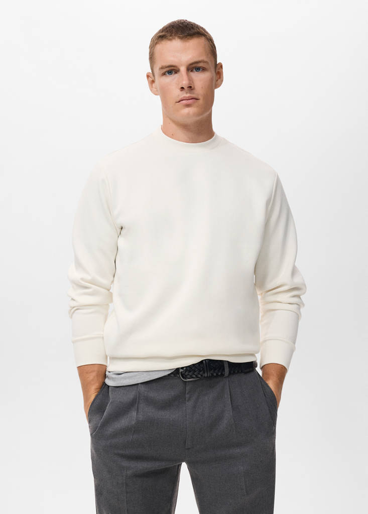 Regular-fit cotton sweatshirt — White