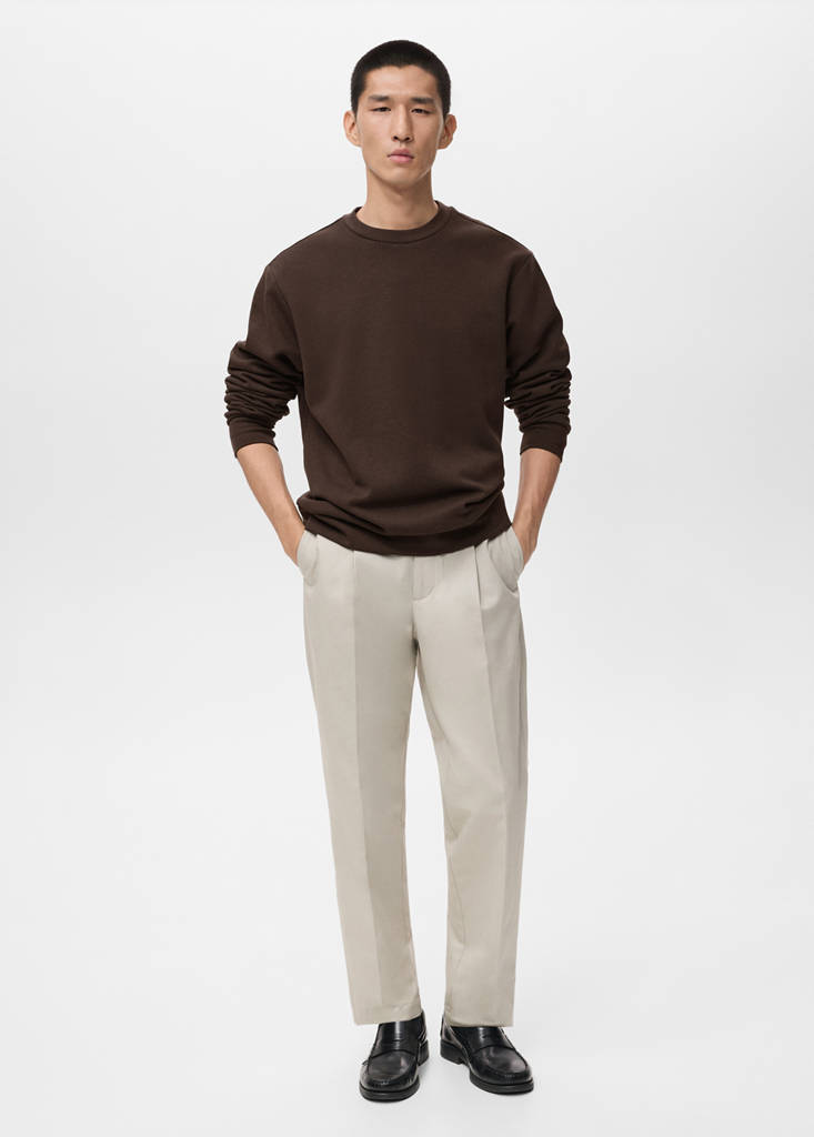 Regular-fit cotton sweatshirt — Chocolate