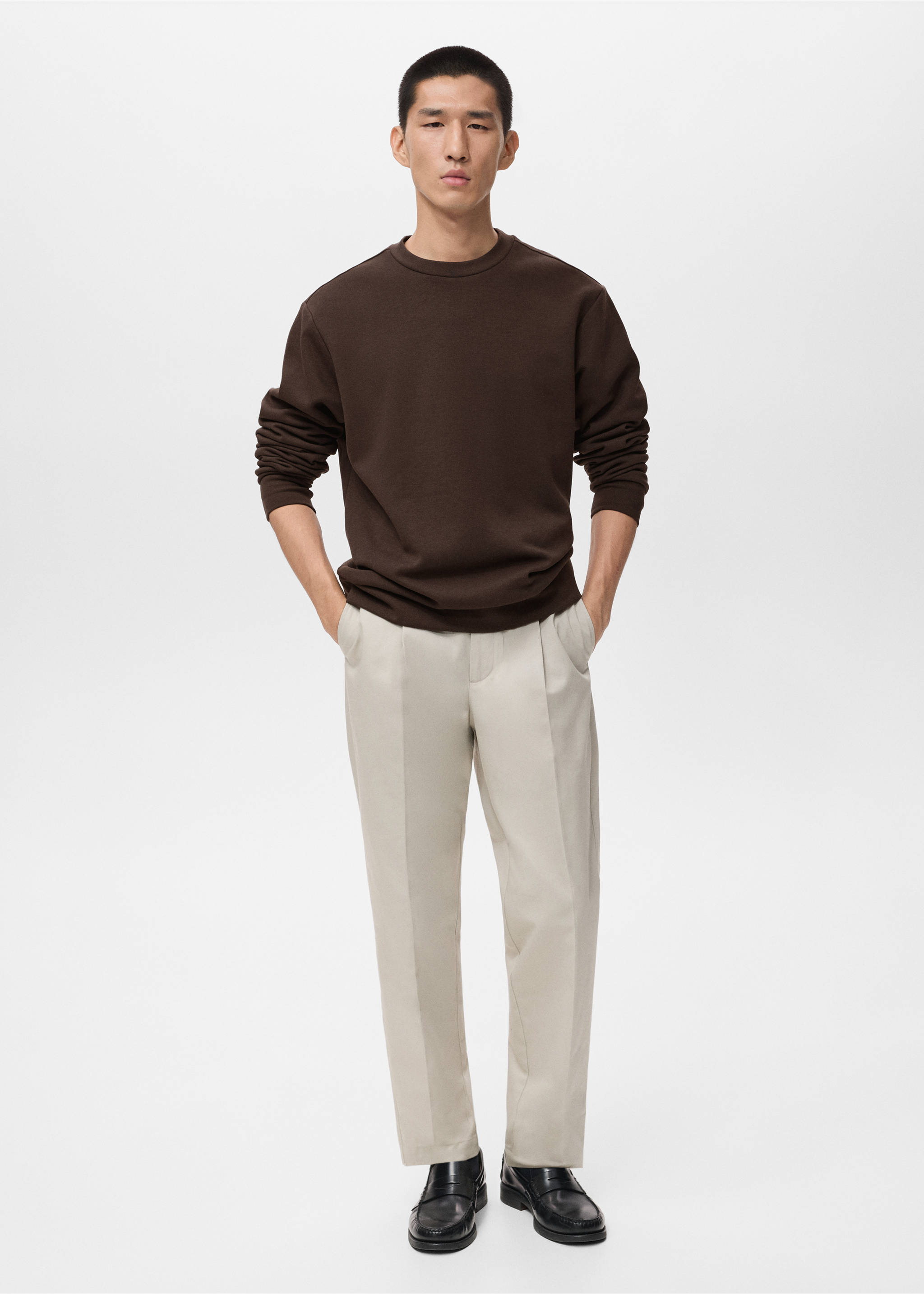 Sudadera algodón regular fit - Plano general, Chocolate. Ref: 17084425-00.