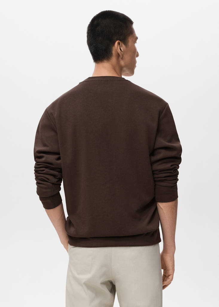 Regular-fit cotton sweatshirt — Chocolate