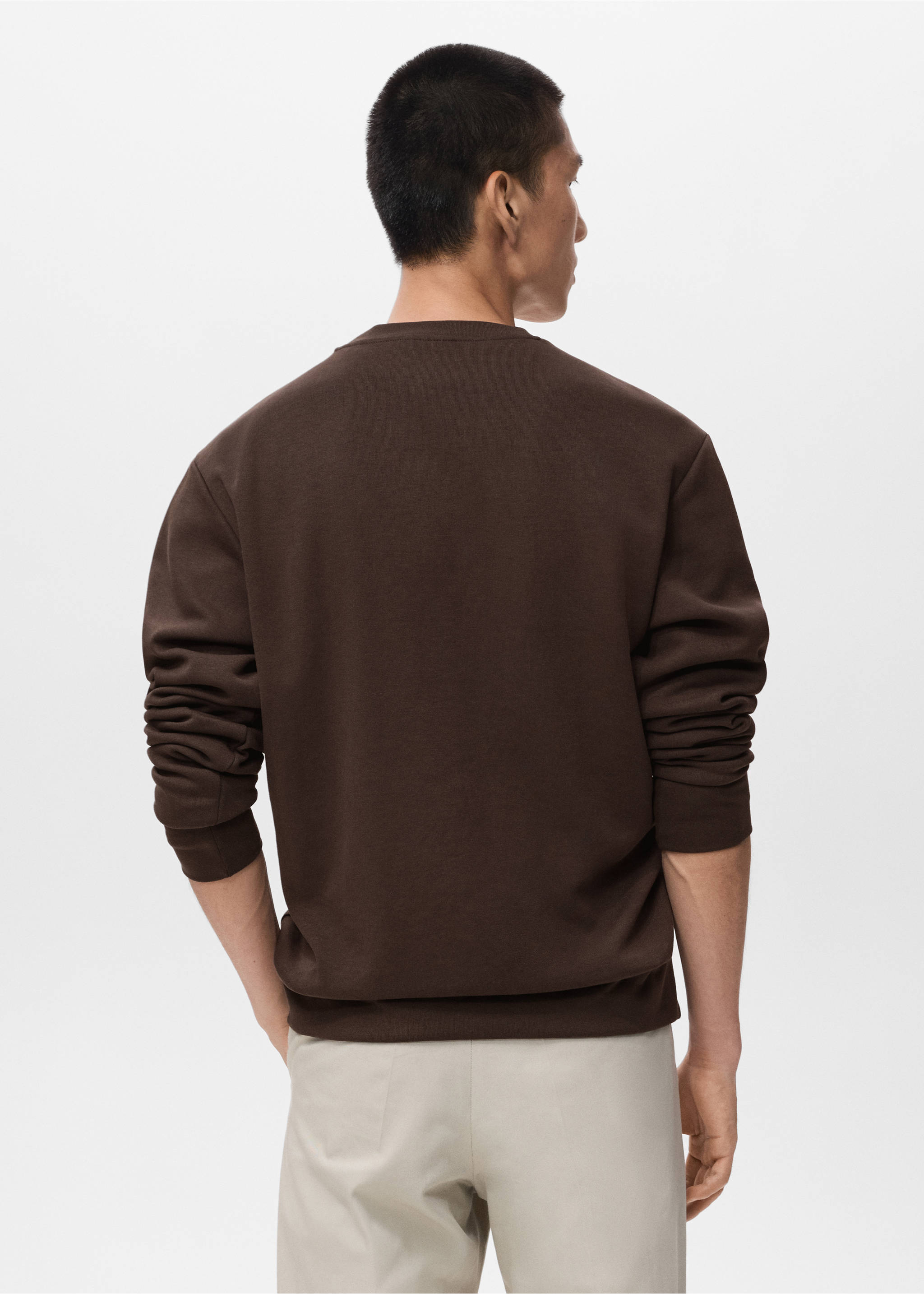 Sudadera algodón regular fit - Reverso del artículo, Chocolate. Ref: 17084425-00.