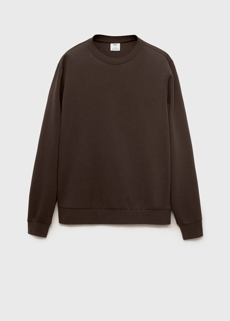 Regular-fit cotton sweatshirt — Chocolate