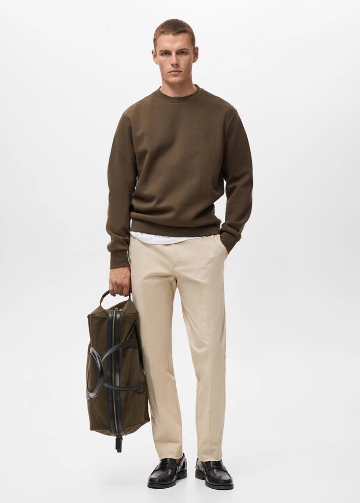 Regular-fit cotton sweatshirt — Olive Green