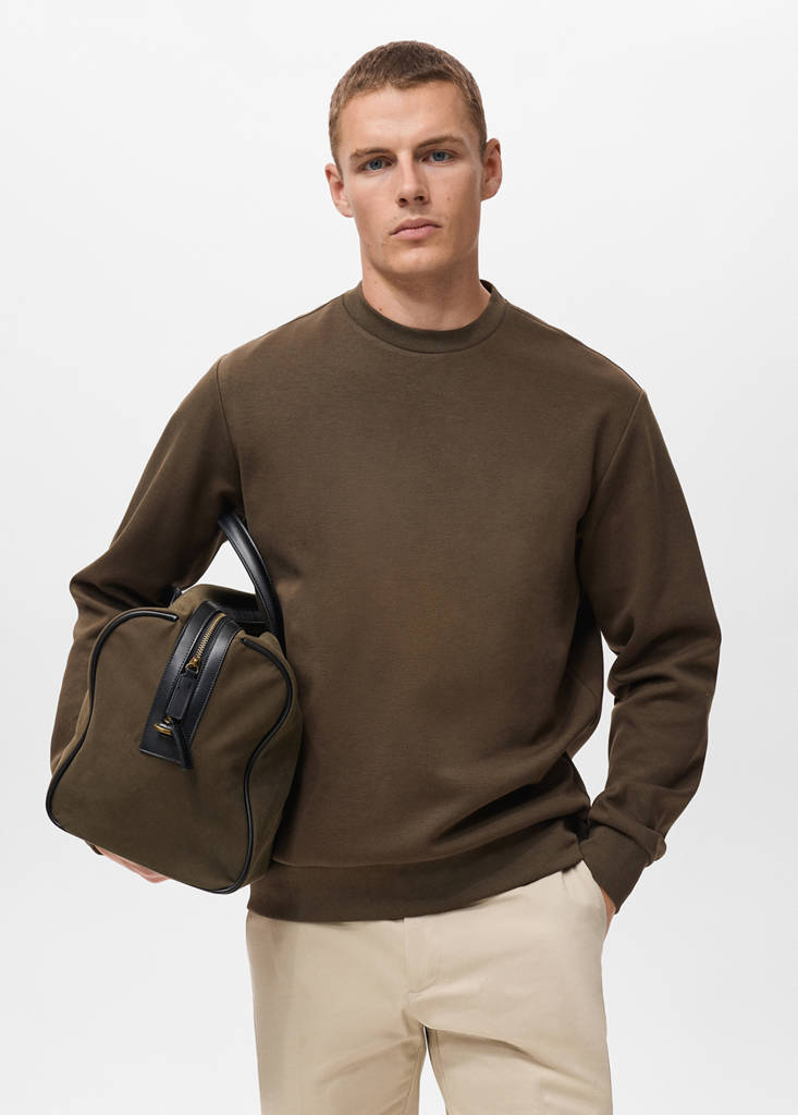 Regular-fit cotton sweatshirt — Olive Green
