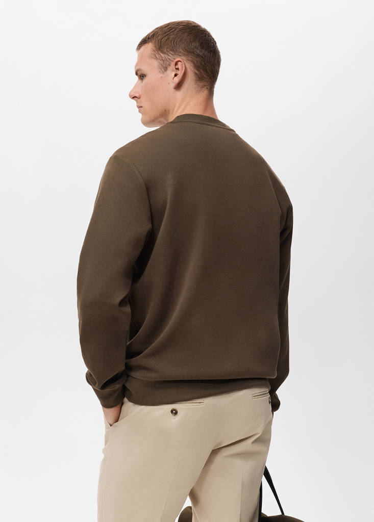 Regular-fit cotton sweatshirt — Olive Green