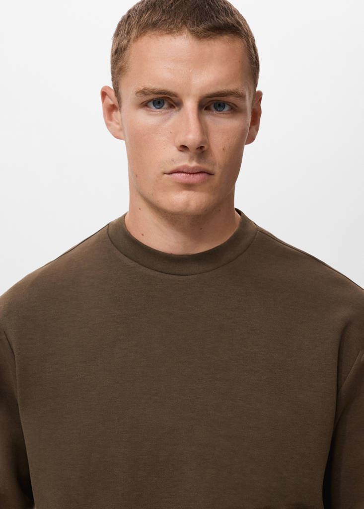 Regular-fit cotton sweatshirt — Olive Green
