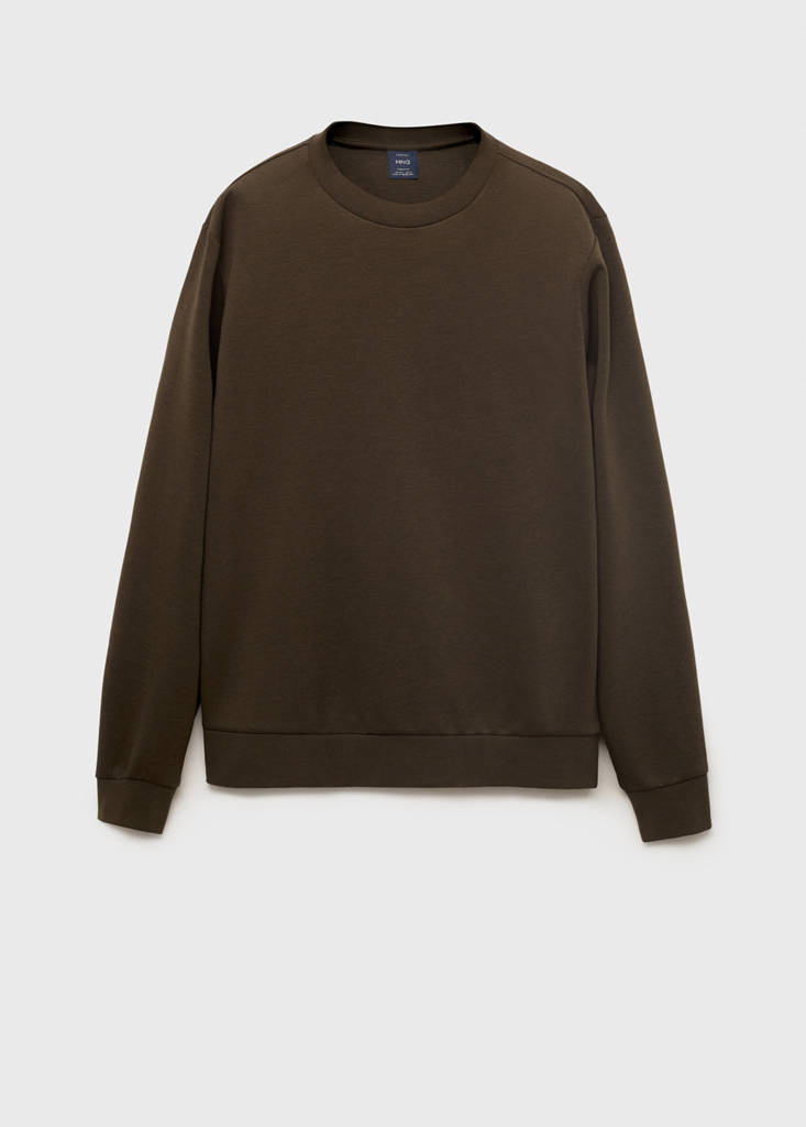 Regular-fit cotton sweatshirt — Olive Green