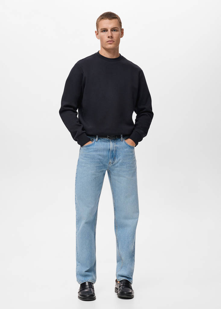 Regular-fit cotton sweatshirt — Navy