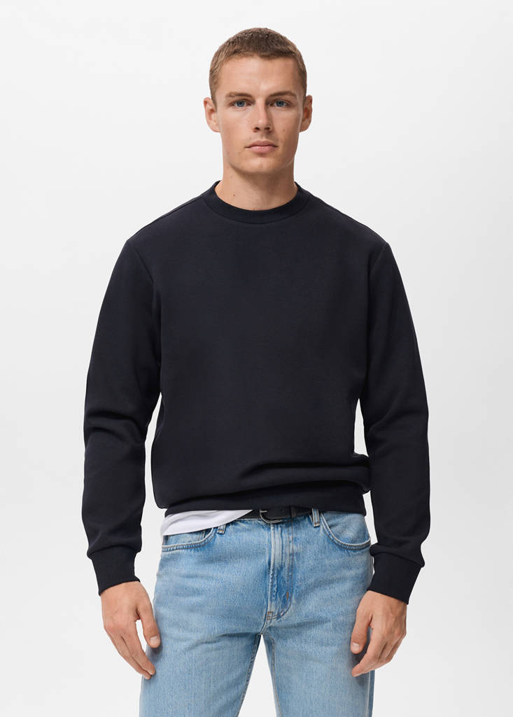 Regular-fit cotton sweatshirt — Navy