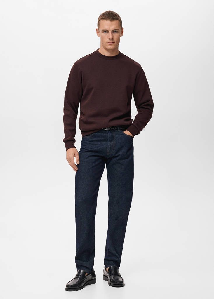 Regular-fit cotton sweatshirt — Wine