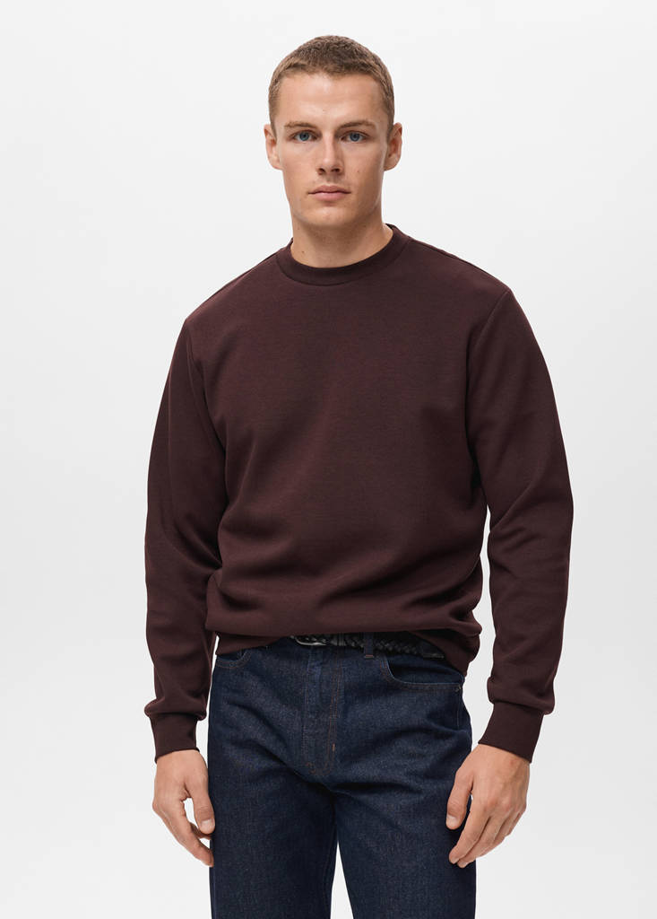 Regular-fit cotton sweatshirt — Wine