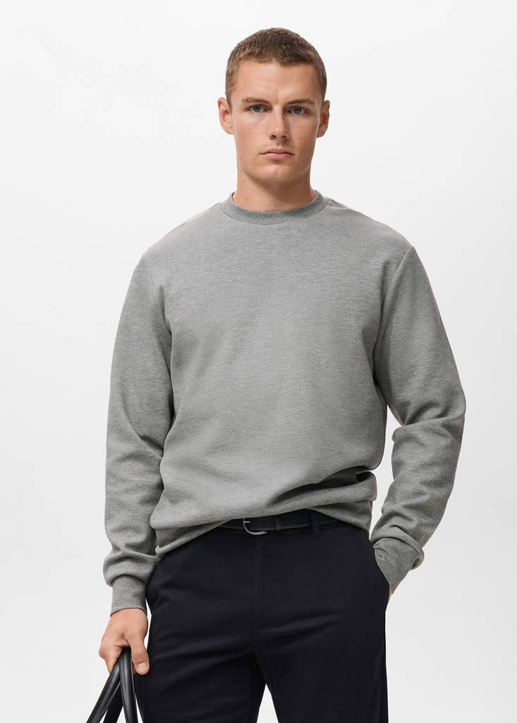 Regular-fit cotton sweatshirt — Medium Heather Grey