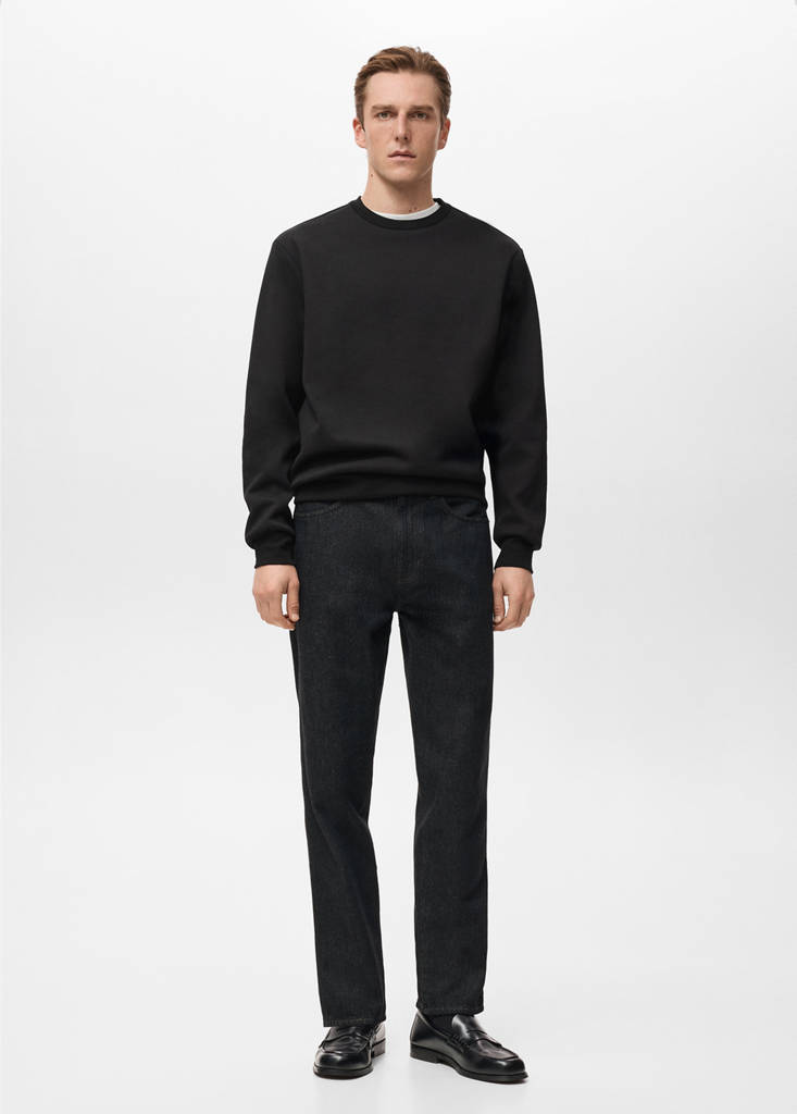 Regular-fit cotton sweatshirt — Black