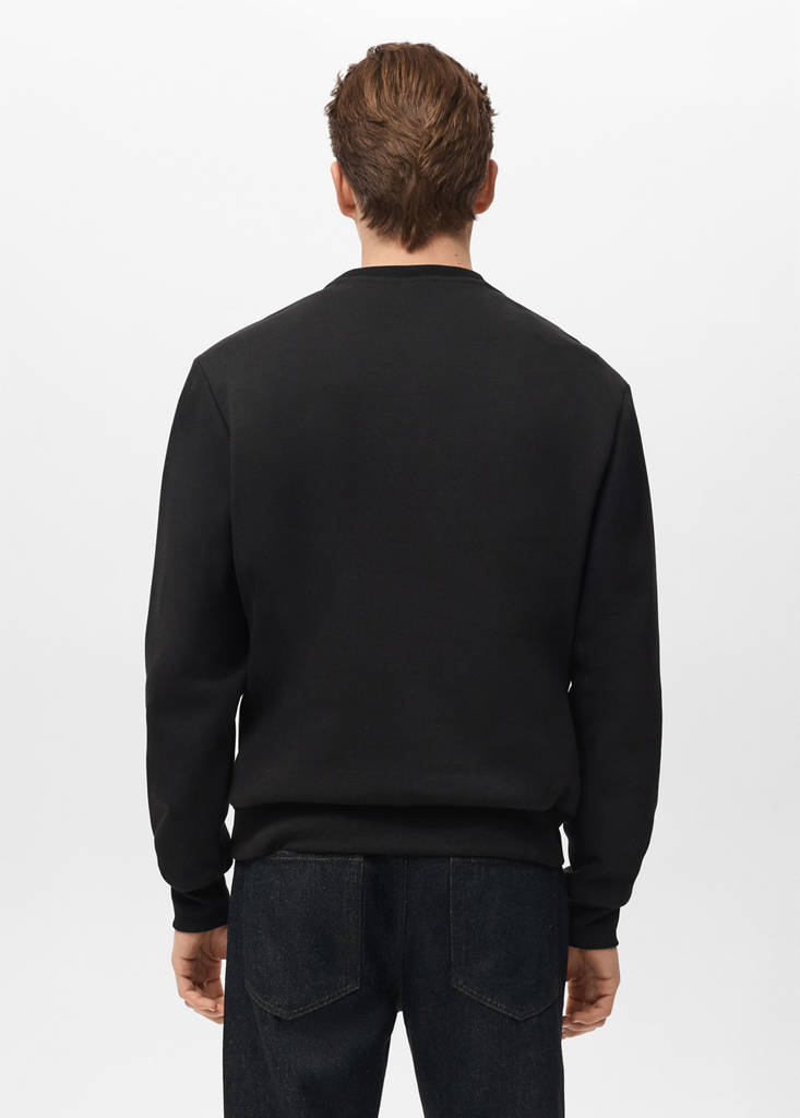 Regular-fit cotton sweatshirt — Black