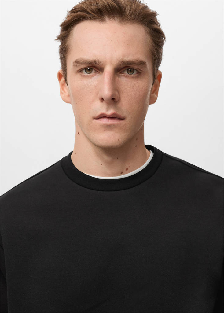 Regular-fit cotton sweatshirt — Black