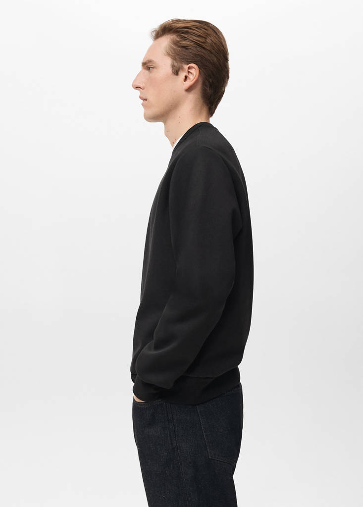 Regular-fit cotton sweatshirt — Black