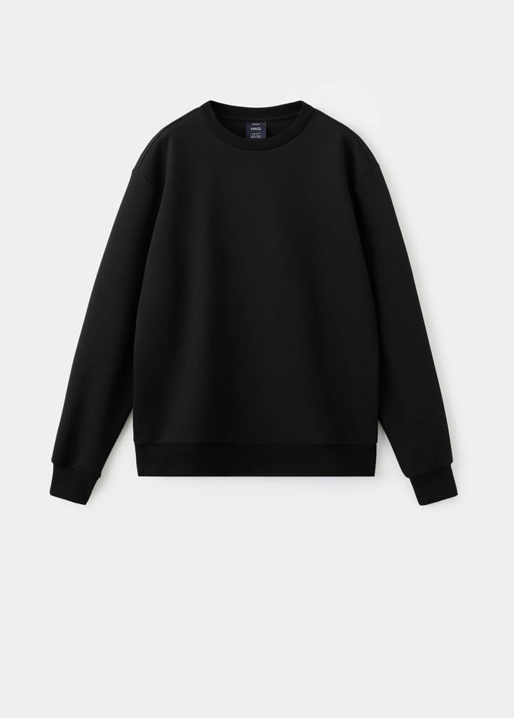 Regular-fit cotton sweatshirt — Black