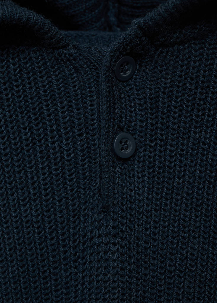 Hooded knit sweater — Navy
