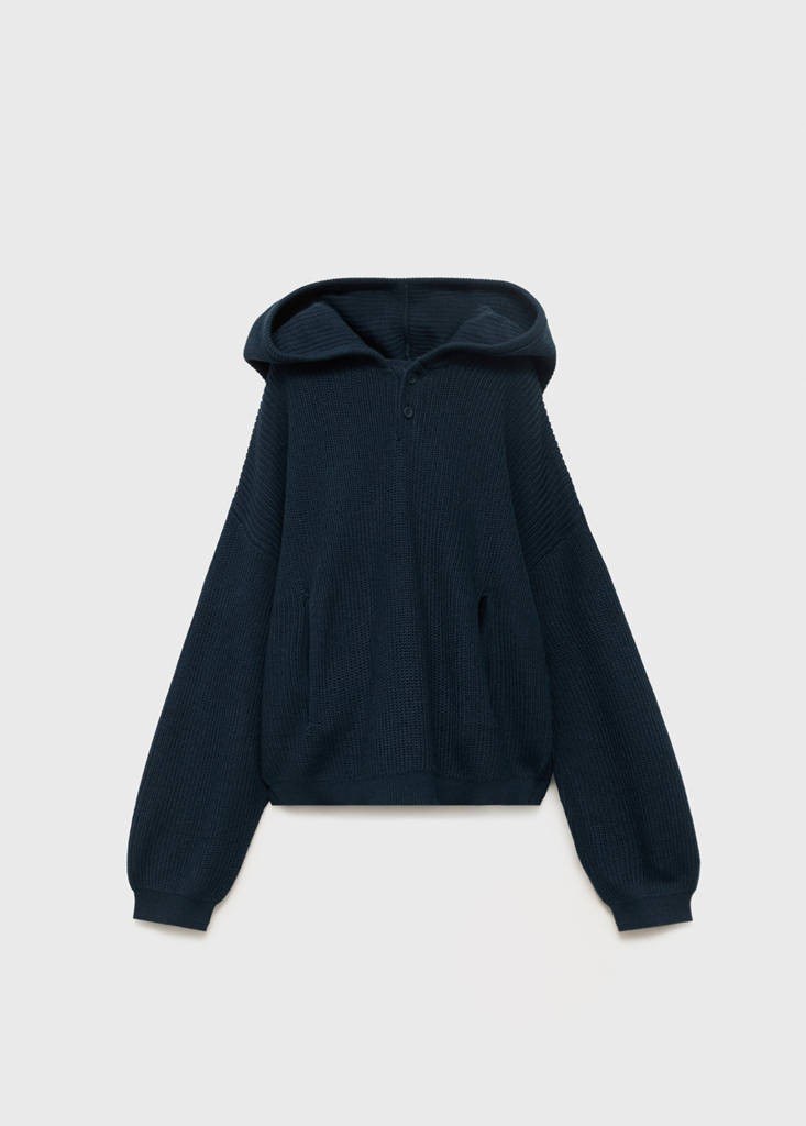 Hooded knit sweater — Navy