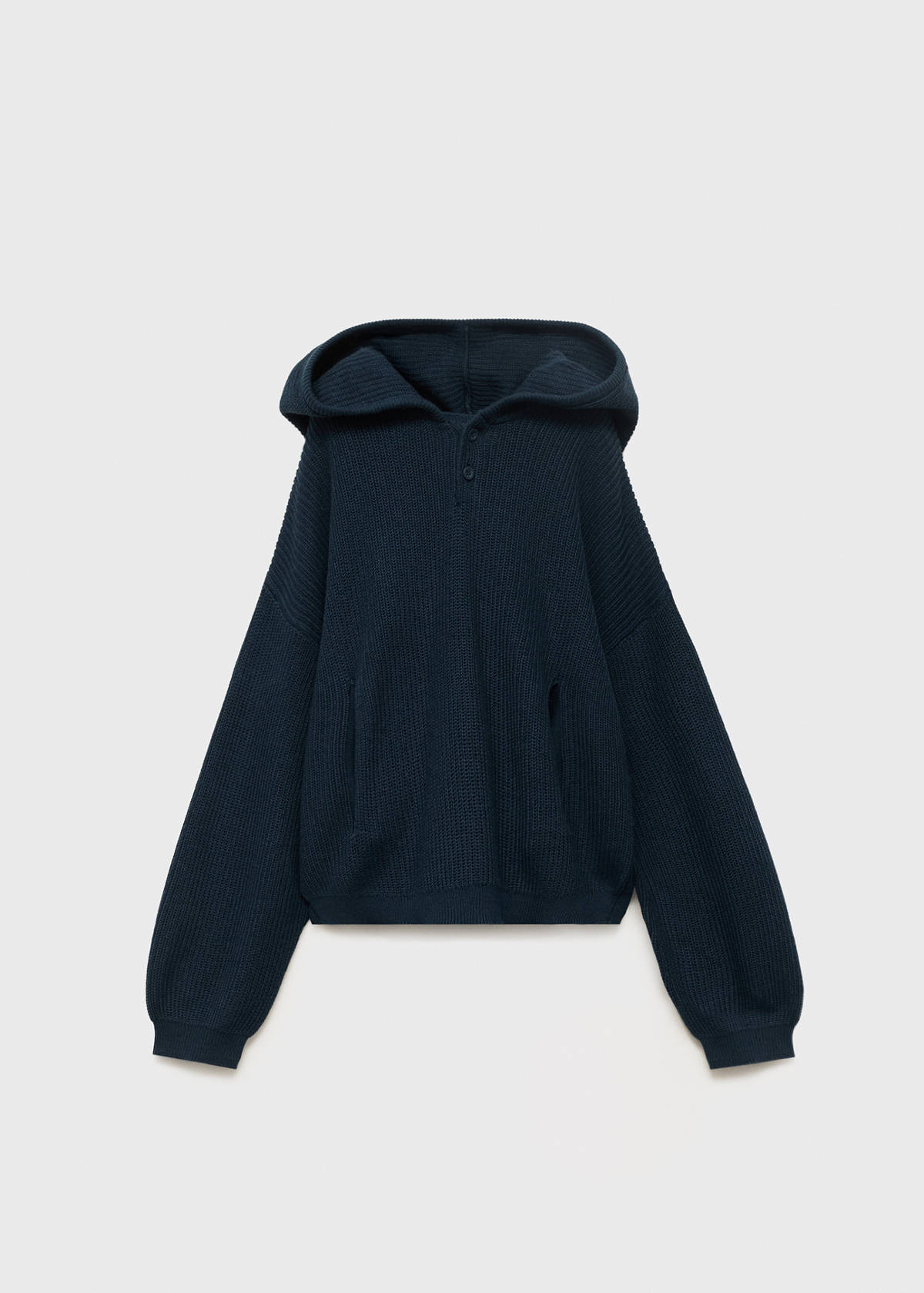 Hooded knit sweater — Navy