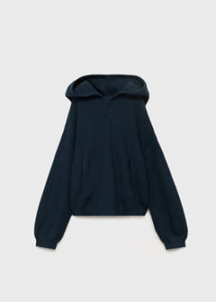 Hooded knit sweater — Navy 2
